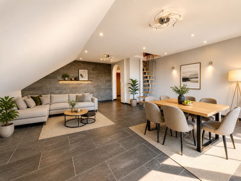 Wohnzimmer KI Hambr�cken Dachgeschosswohnung Charmante 3-Zimmer-DG-Wohnung mit ausgebautem Dachstuhl